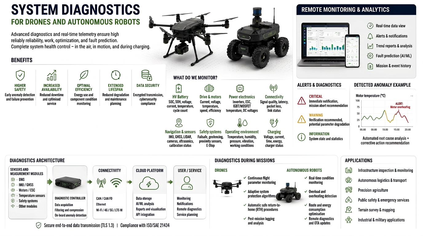Diagnostics and telemetry architecture with cloud monitoring dashboards